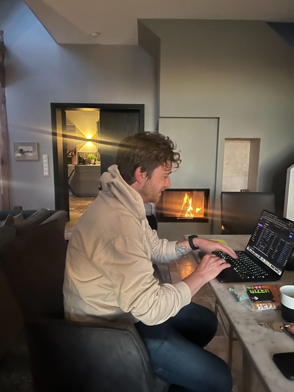 Arbeiten am Kamin